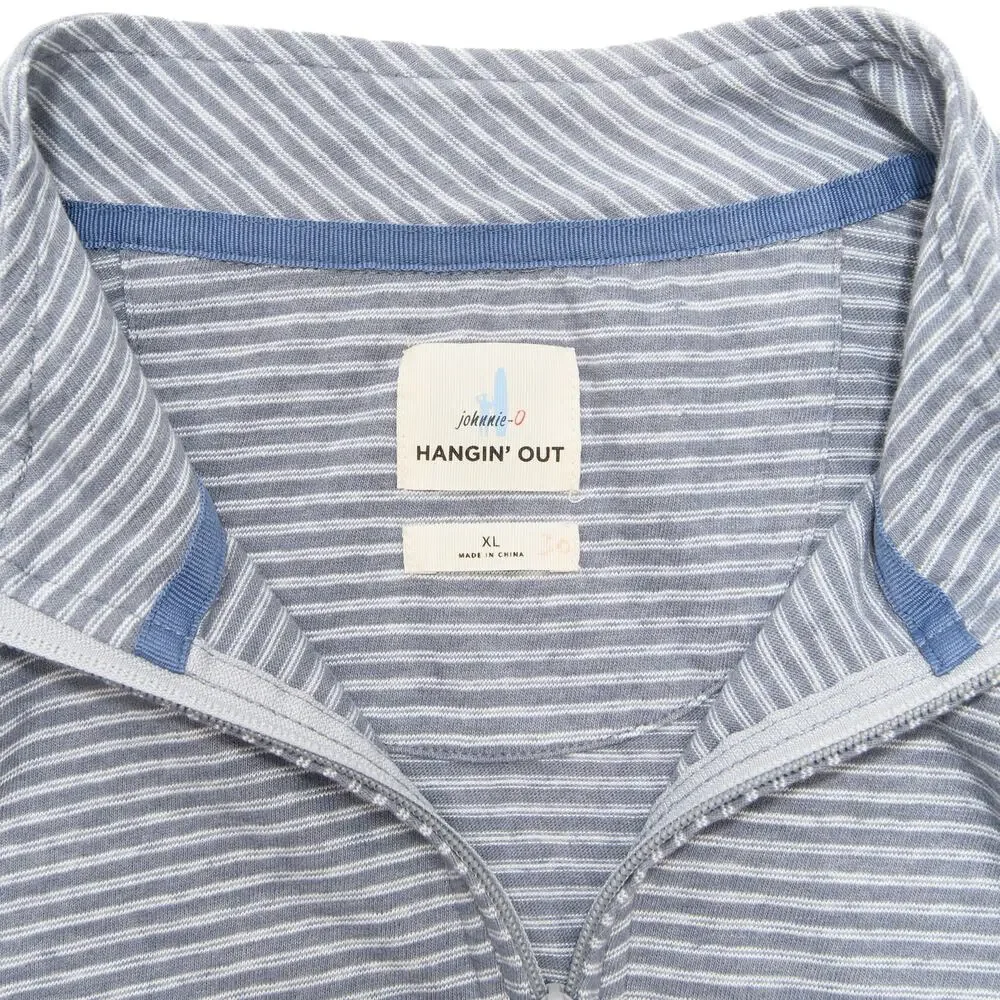 Johnnie-O Striped Half Zip Harvell Light Gray Pullover Size X Large